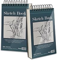 Vista 9 de Cuaderno de bocetos pequeño de 5.5 x 8.5 pulgadas, paquete de 2 mini blocs de bocetos en espiral superior, tapa dura pequeña, 100 hojas cada una