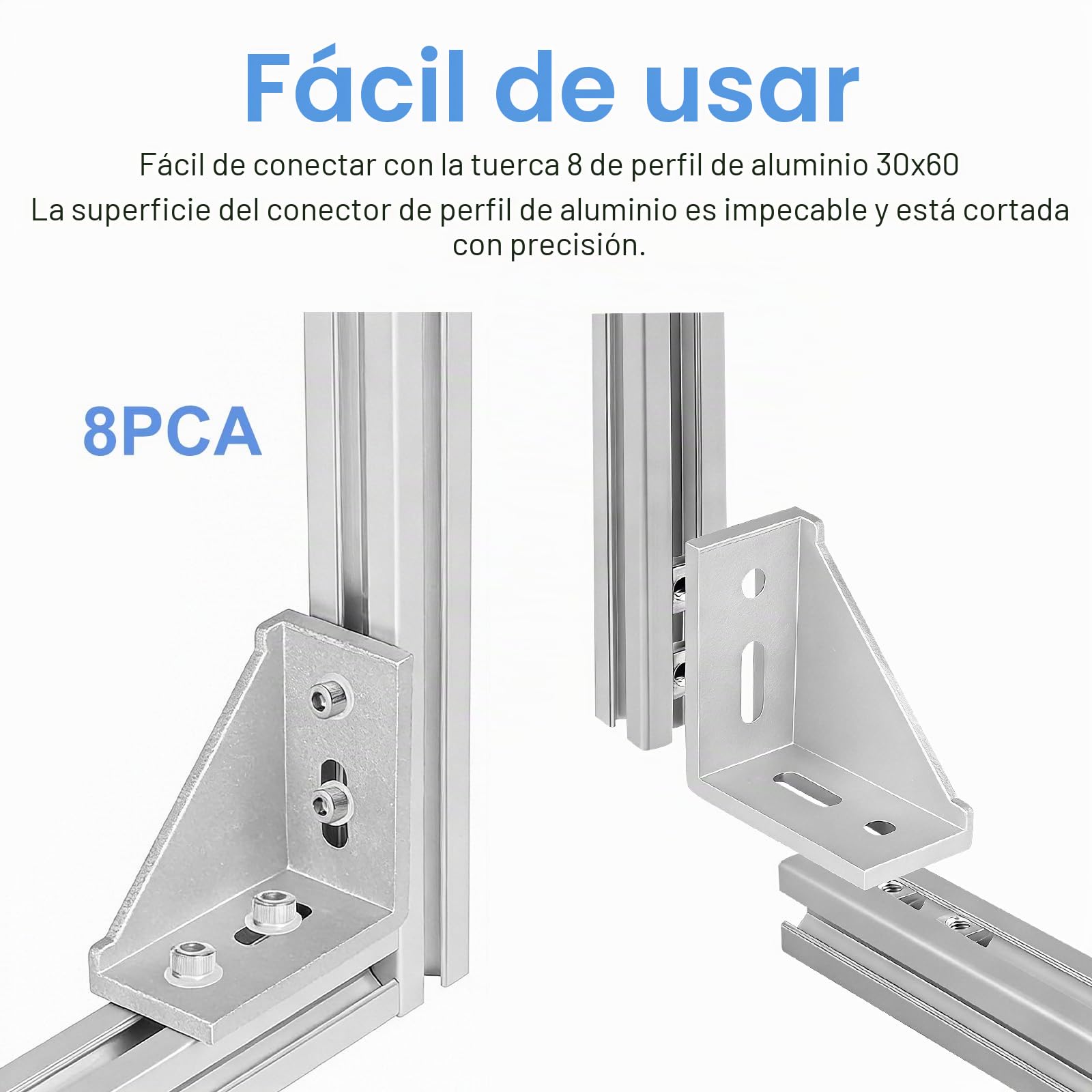 8 piezas escuadras de aluminio 4080 – Conectores de ángulo 90° para perfiles de aluminio – Fijaciones resistentes para estructuras, marcos y proyectos industriales o de bricolaje