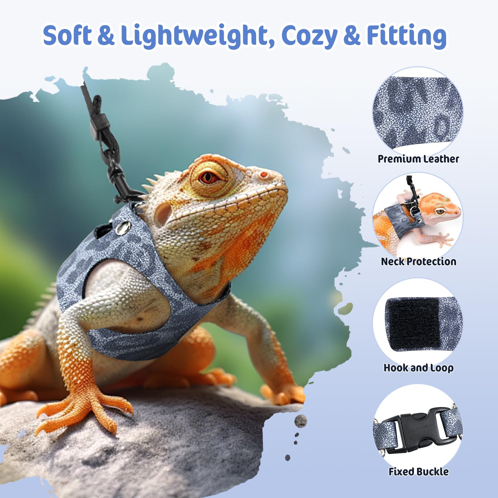 Pawaboo Adjustable Bearded Dragon Harness and Leash - Image 3