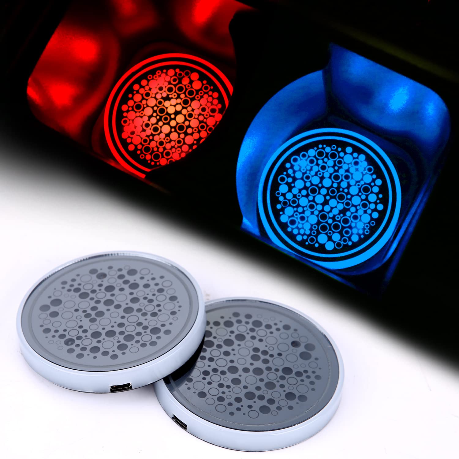 ACODABLEM Lot De 2 Porte-gobelets LED Pour Voiture Avec Tapis De