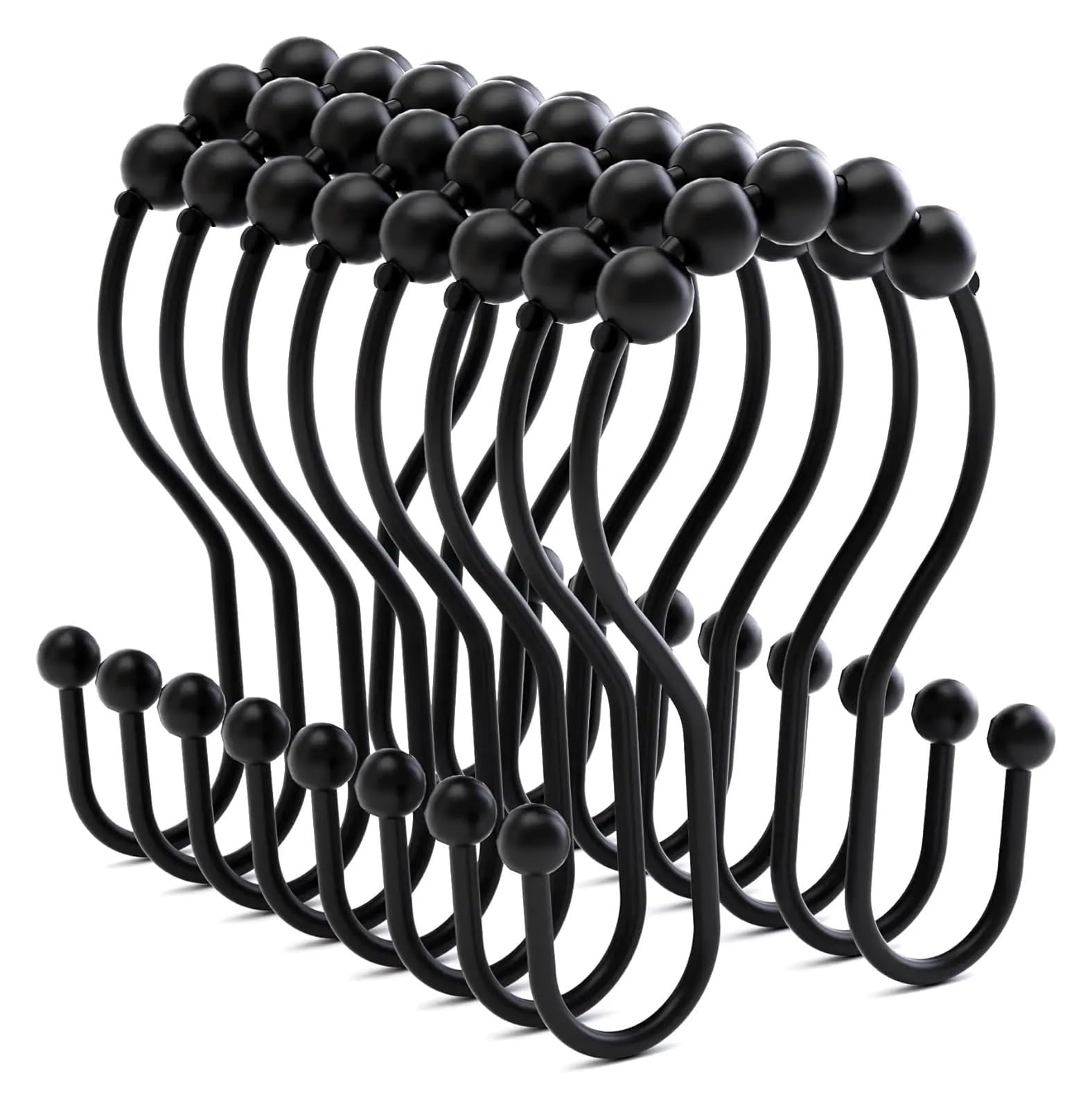 cafe curtain rings 36Pcs Shower Curtain Hooks Rings Rust Proof, Smooth Sliding Anti-Drop Double for Rod