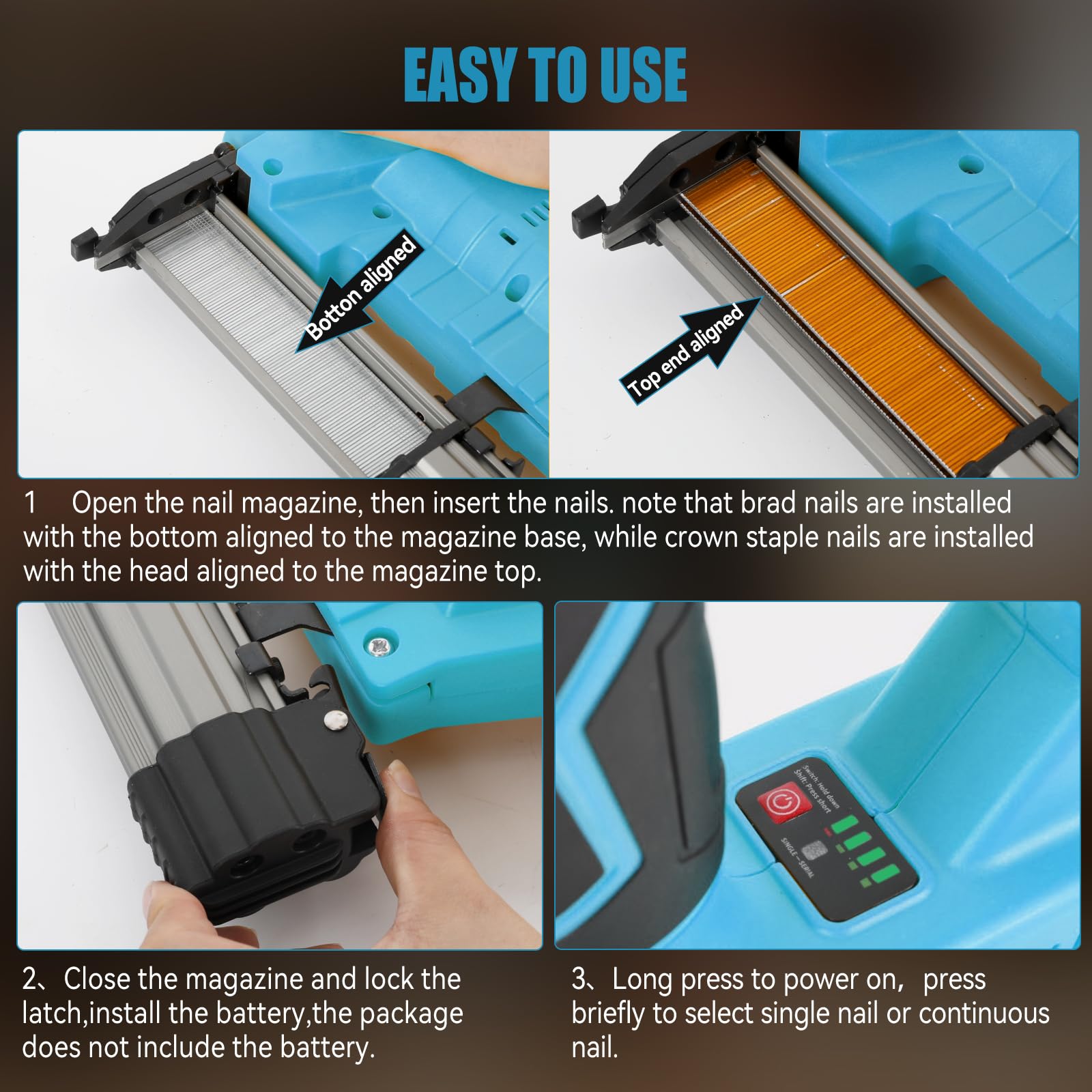 Clavadora inalámbrica compatible con batería Makita de 18 V, pistola de clavos eléctrica 2 en 1 mejorada para mejorar el hogar, carpintería, con 1000 clavos y 1000 grapas