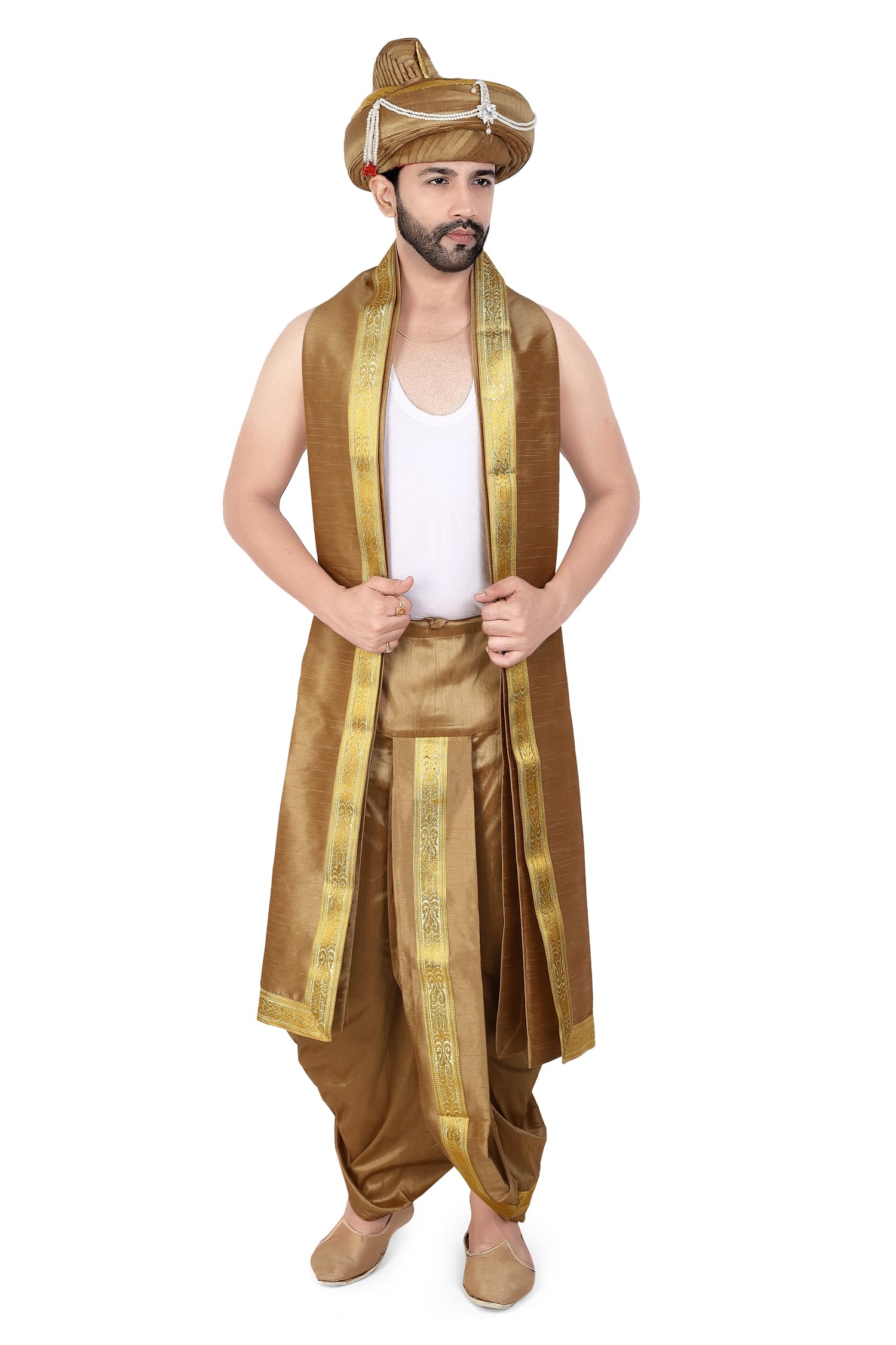 priyakant safawala Premium Wedding Collection For Maharashtra (Peshwai Pagdi With Dhoti Dupatta Set) Wedding And Traditional Function Use It [ Waist - Free Size And Height 40 Inches]-picture-29