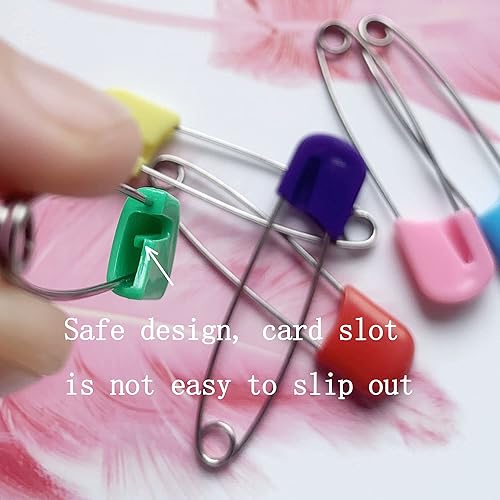 Miniatura 6 de 100 pasadores de pañales de 2.2 pulgadas, pasadores de seguridad para bebés, pasadores de seguridad largos de plástico con cierres de bloqueo,