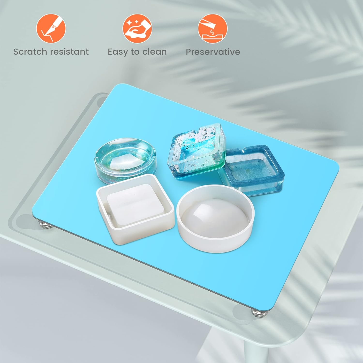 Nelyrho 16''x 12'' Glass Resin Leveling Table for Epoxy Resin, with Silicone Mat, Epoxy accessories