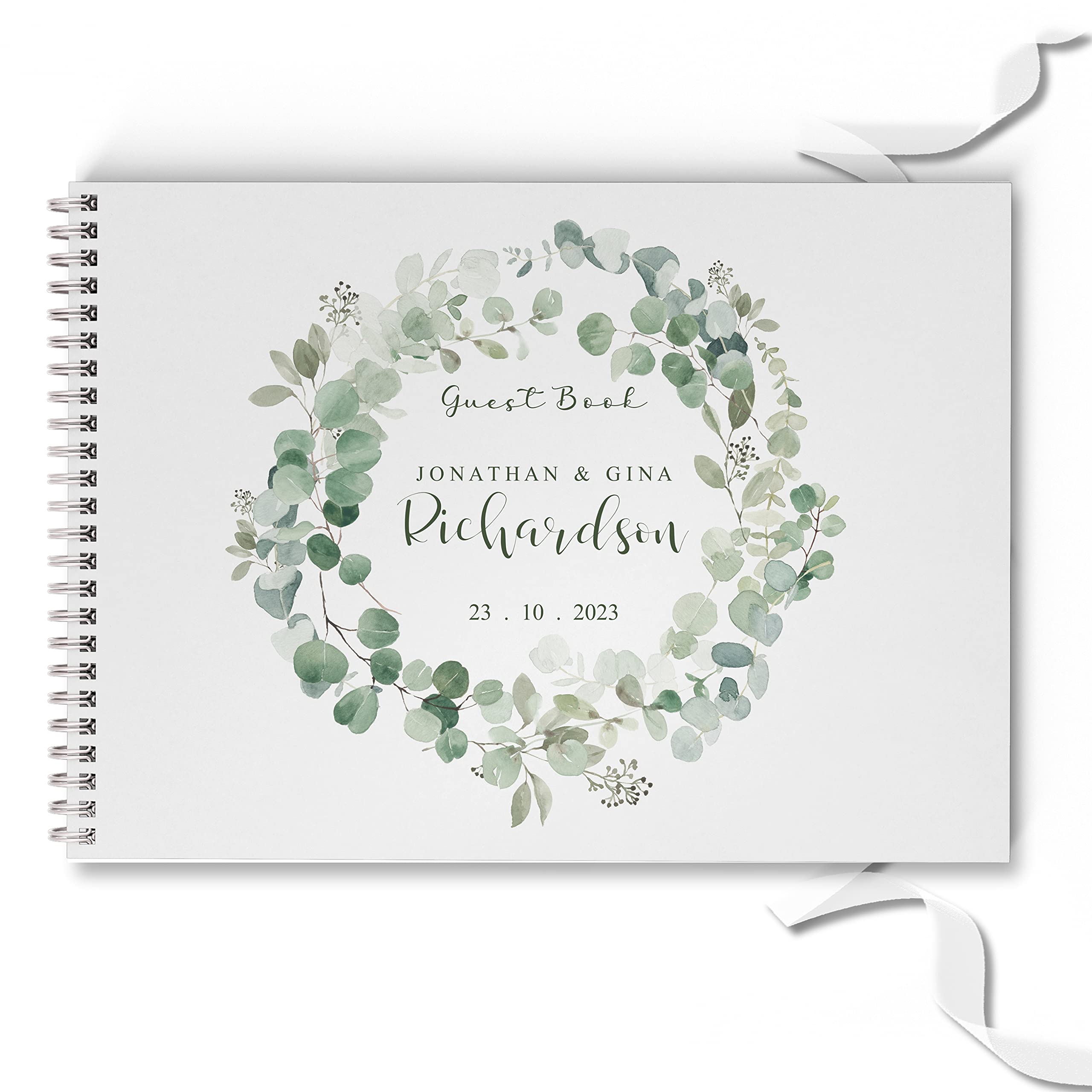 Buy Personalised Wedding Guestbook, Eucalyptus Wreath, Photo Album