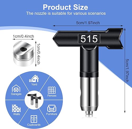 Miniatura 5 de Puntas de pulverización, 6 puntas de rociador de pintura sin aire, puntas de pulverización reversibles para máquina pulverizadora de pintura sin