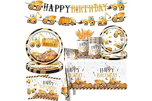 GREHUMOR 142Pcs Construction Truck Birthday Party Supplies Construction Theme Birthday Party Decorations...