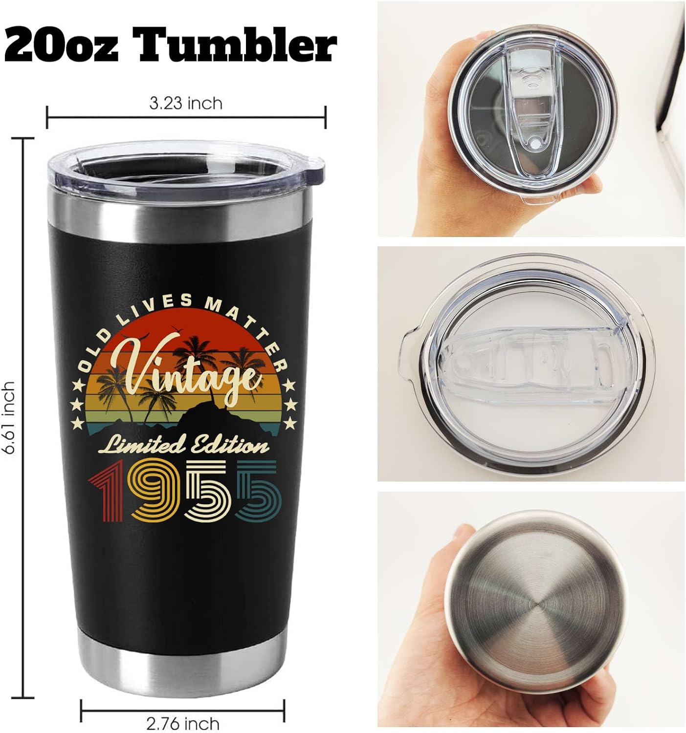 71th Birthday Gifts For Men, 71 Year Old Birthday Gifts for Men, 71th Birthday Decorations for Dad, Boyfriend, Brother, Husband, Dad, Birthday Gift Ideas for Him, 1955 Vintage Tumbler 20 OZ - Image 5
