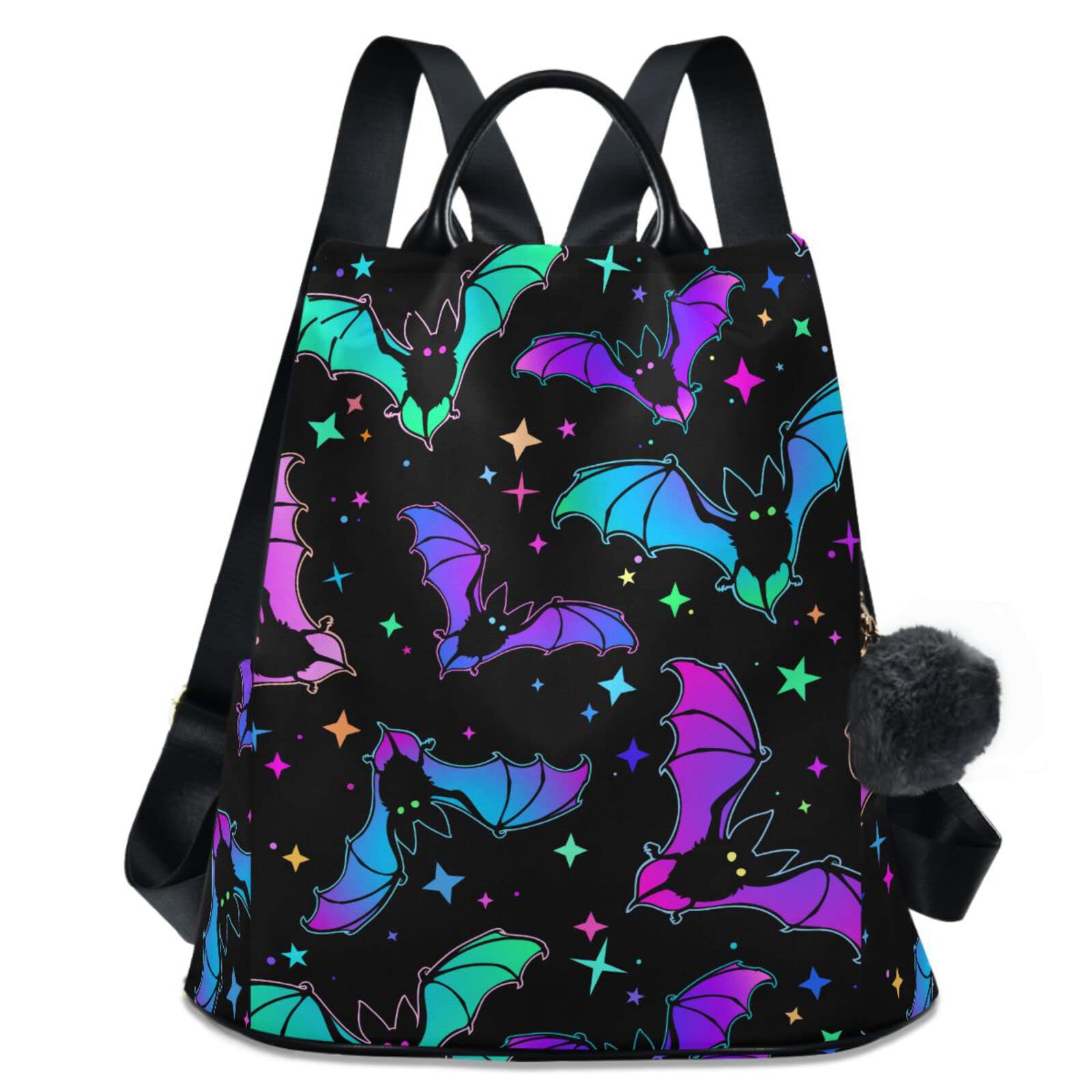 MNSRUU Women Backpack Purse Halloween Luminous Bats Backpack for Women Anti-theft Shoulder Bag Carry On Backpack Lightweight Rucksack Fashion Travel