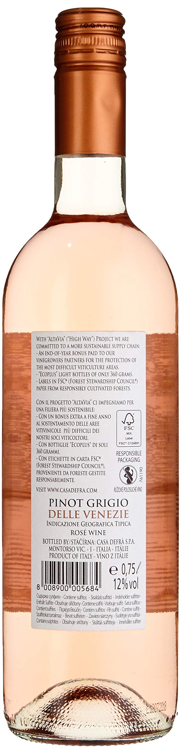 Cielo e Terra I Castelli Pinot Grigio Rosé DOC – Italienischer Roséwein aus Venetien – Fruchtig und elegant (6 x 0,75l)