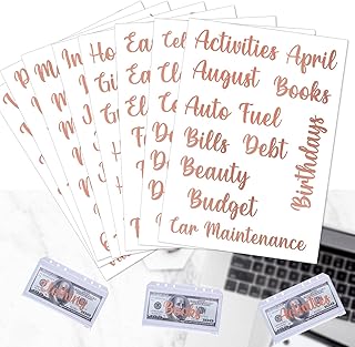 80 Cash Envelope Labels Stickers, Gold Budget Binder Label Stickers, Budgeting Planner Letter Stickers for Cash Envelopes & A6 Binder, Money Organizer Wallet