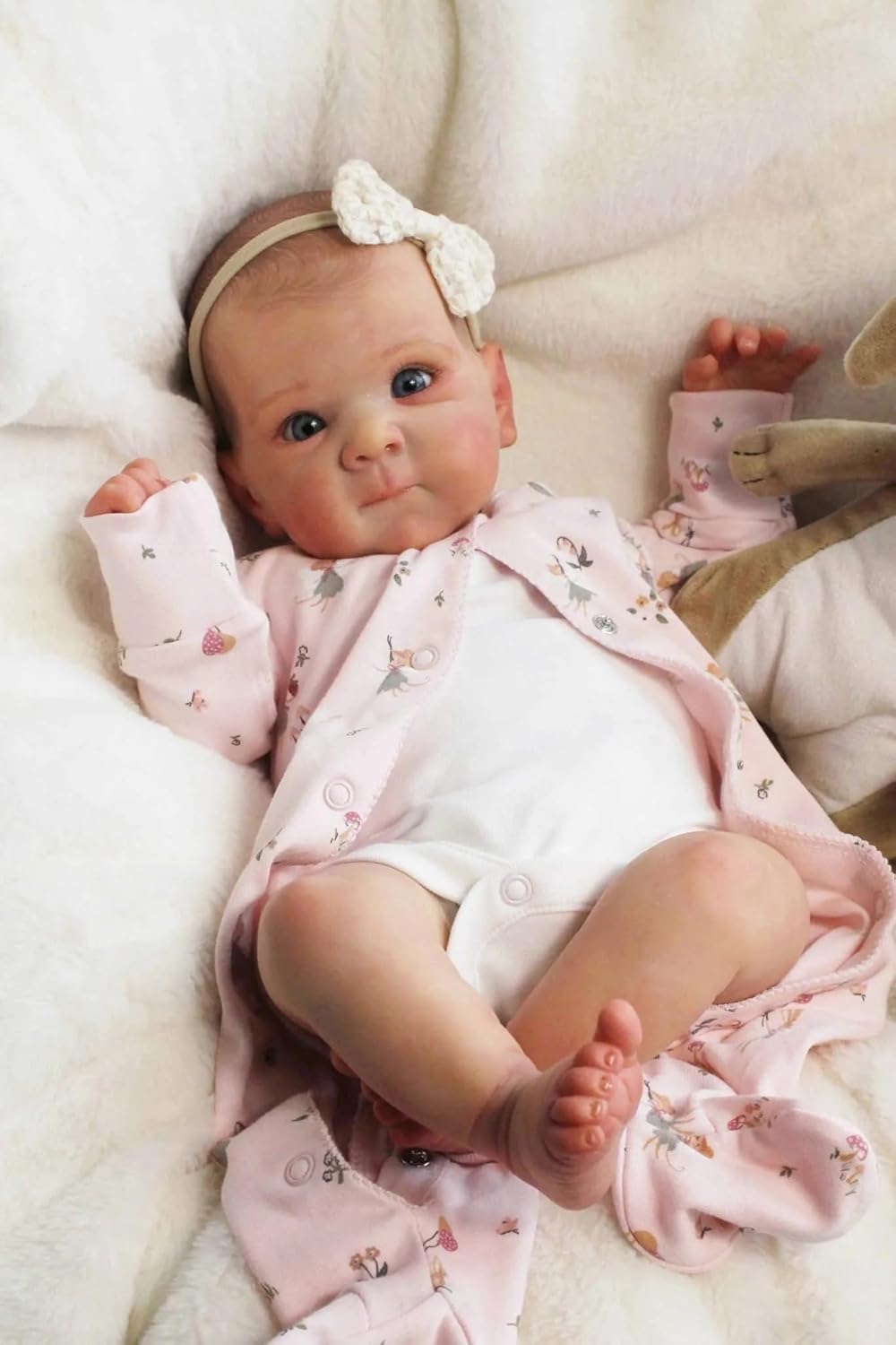 Angelbaby Reborn Realistic Baby Girl Dolls 22 inch Perfectly Cute Soft Silicone Newborn Dolls Open Mouth Real Life Sweet Toddler Doll Soft Cloth Body Reborn Child Doll Toys