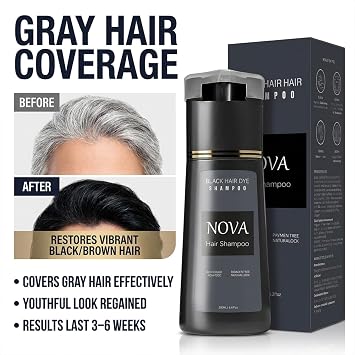 Hair Dye Shampoo for women, Hair Dye Shampoo 3 in 1, Hairs Dyes Shampoos for Men & Women (Black)