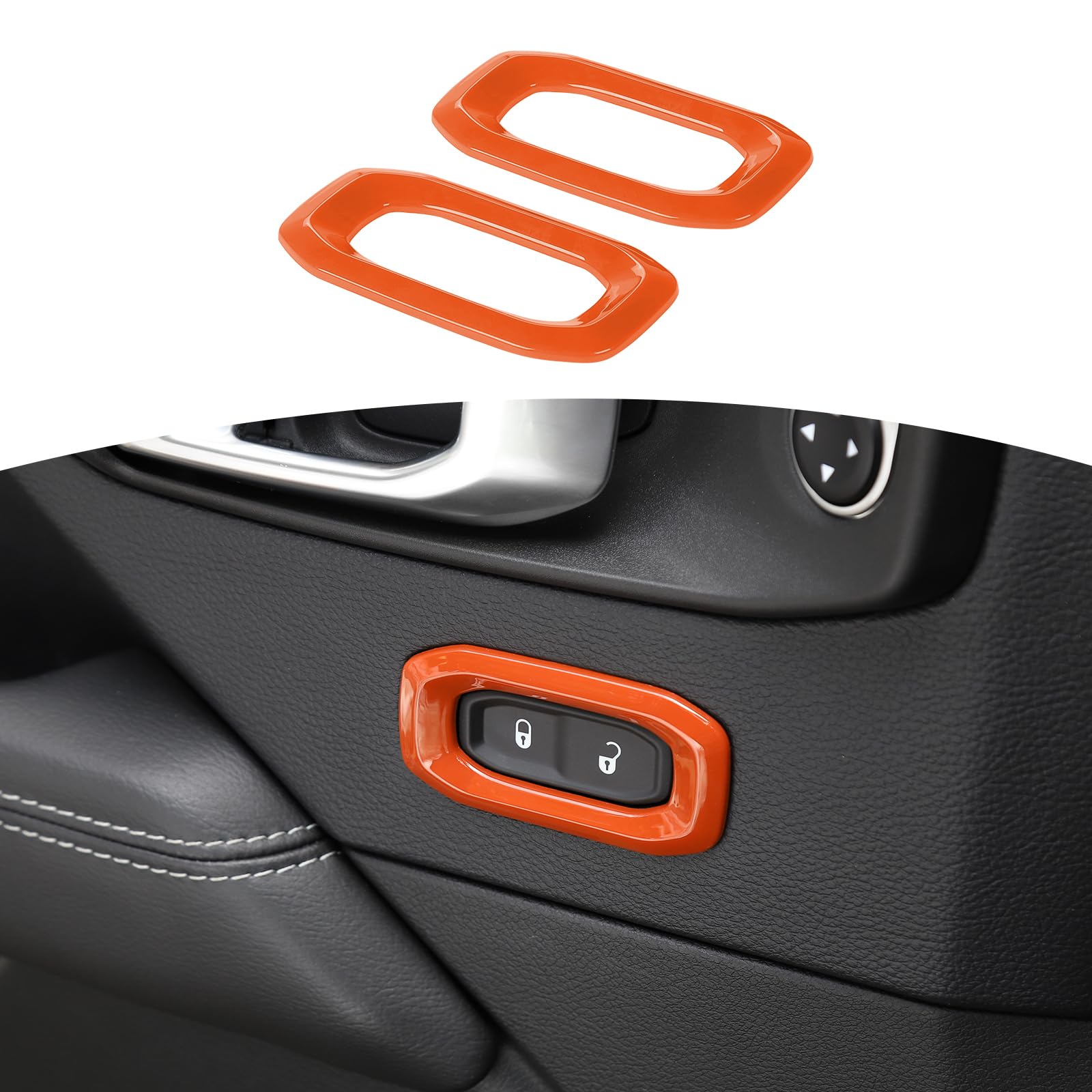 RT-TCZ for Wrangler JL Door Lock Switch Button Trim Cover Orange for Jeep Wrangler JL JLU Gladiator JT 2018-2024 Orange Interior Accessories 2pcs