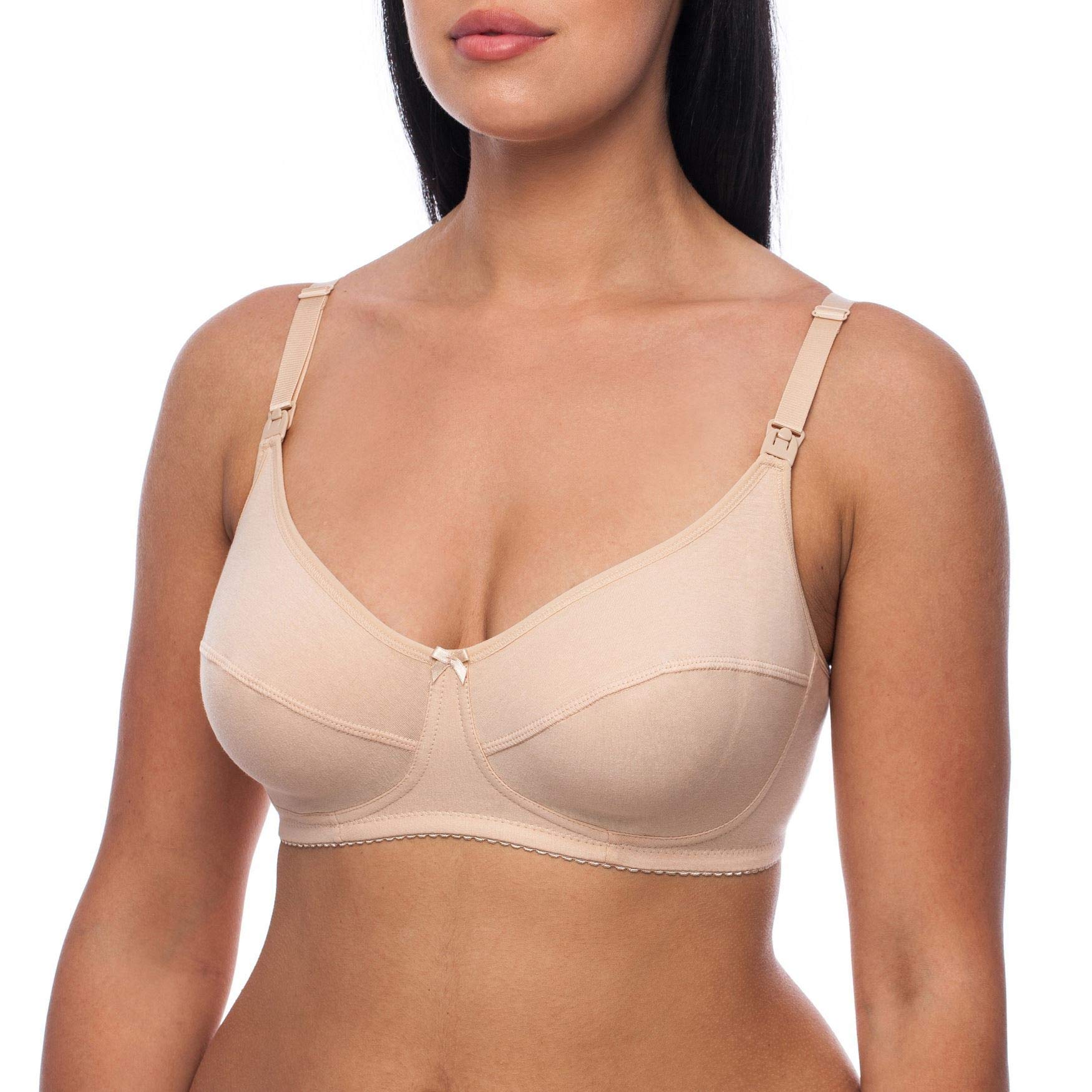 Frugue Women's Beige 90% Cotton Maternity Bra For Breastfeeding Nursing Uk 42 B