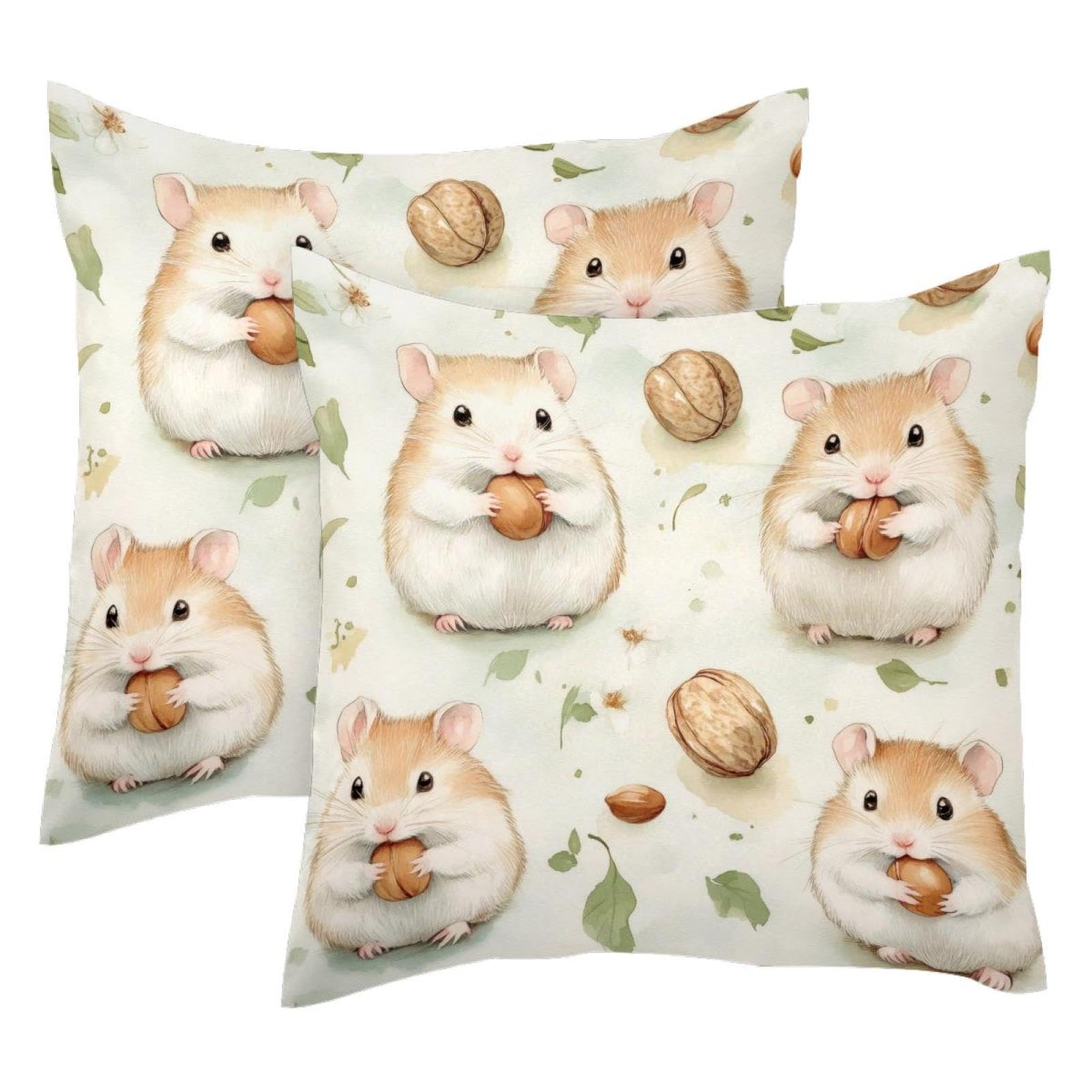 Housse de coussin velours 50x50 cm motif hamster pour protéger vos canapés