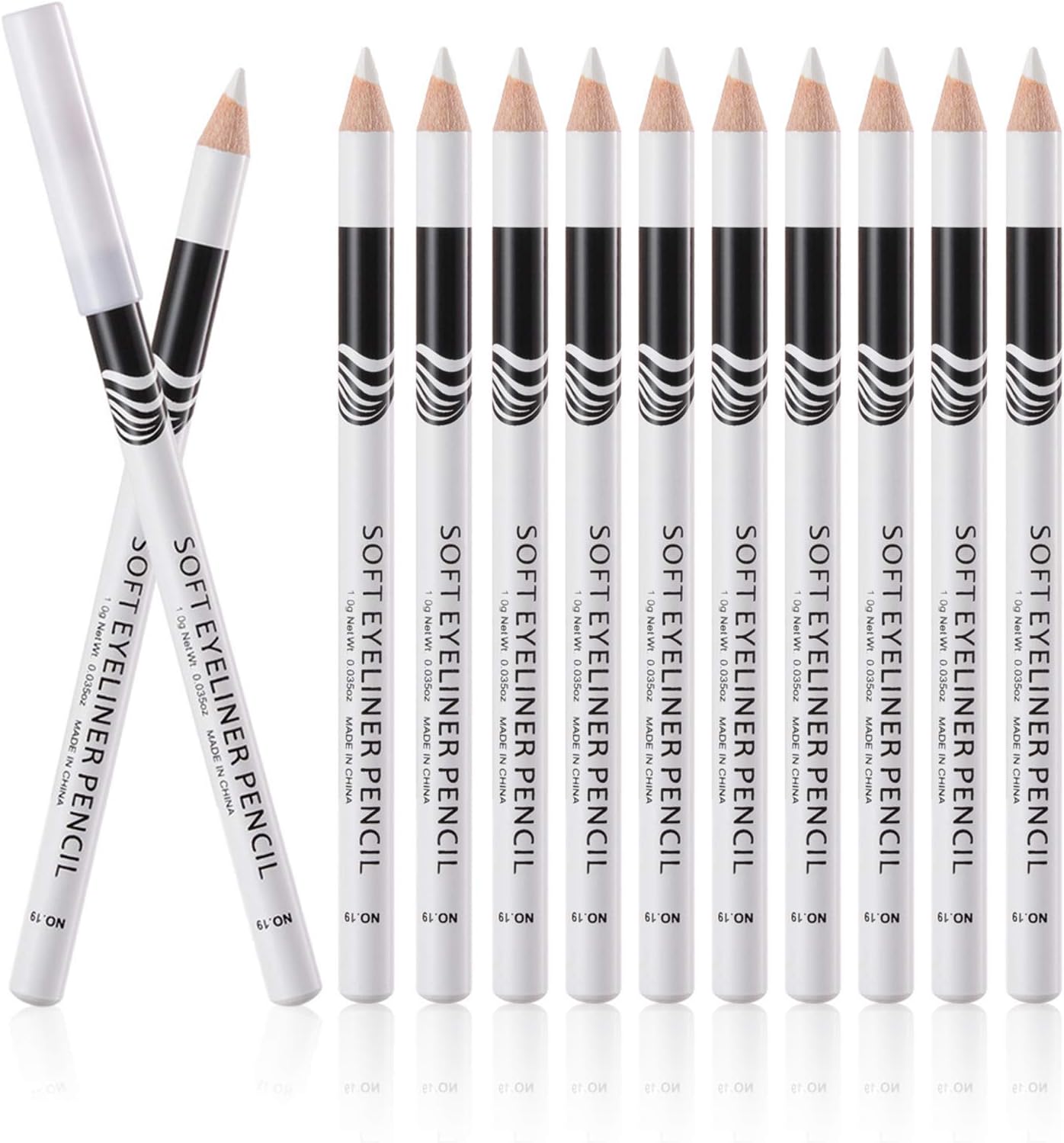 Fashionwu White Eyeliner Pencils Professional Use as Highlighter, Soft, Waterproof, Long-Lasting Eyeshadow, Eye Brightener, Beauty Makeup Tools (12pcs)