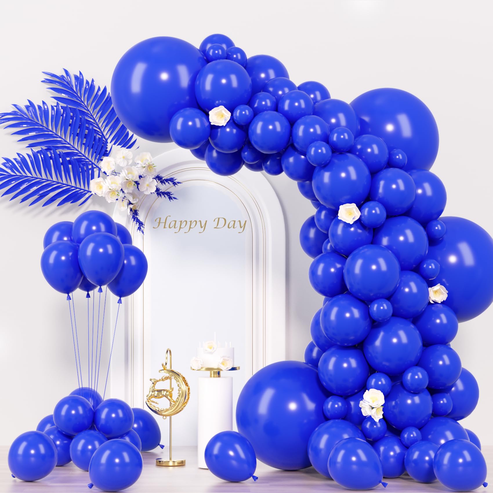 Voircoloria 130pcs Royal Blue Balloons Garland Arch Kit, 18 12 10 5 Inch