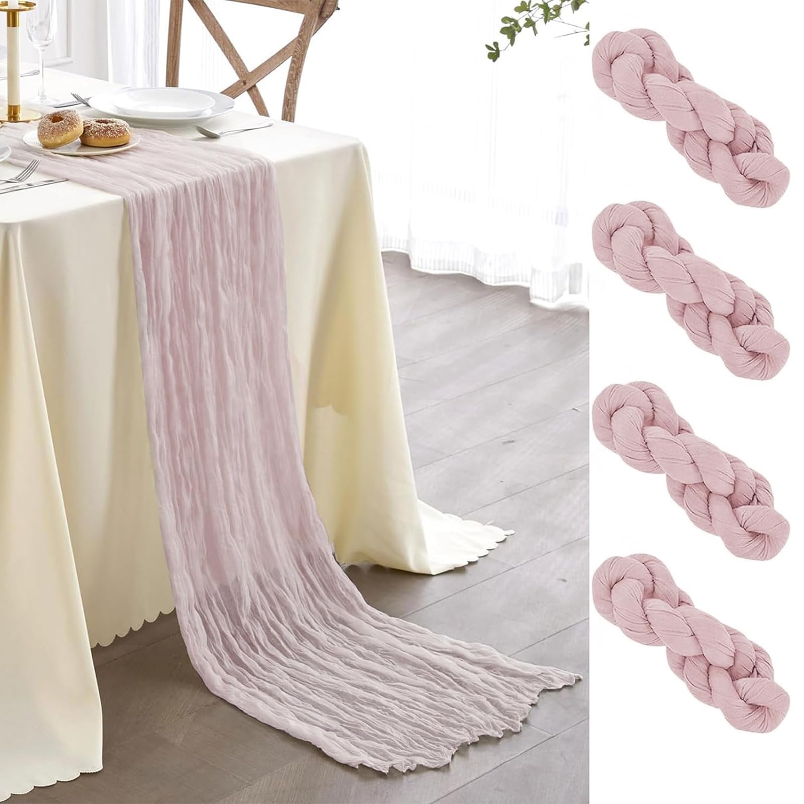 Newthinking 4 Pack Cheesecloth Table Runner