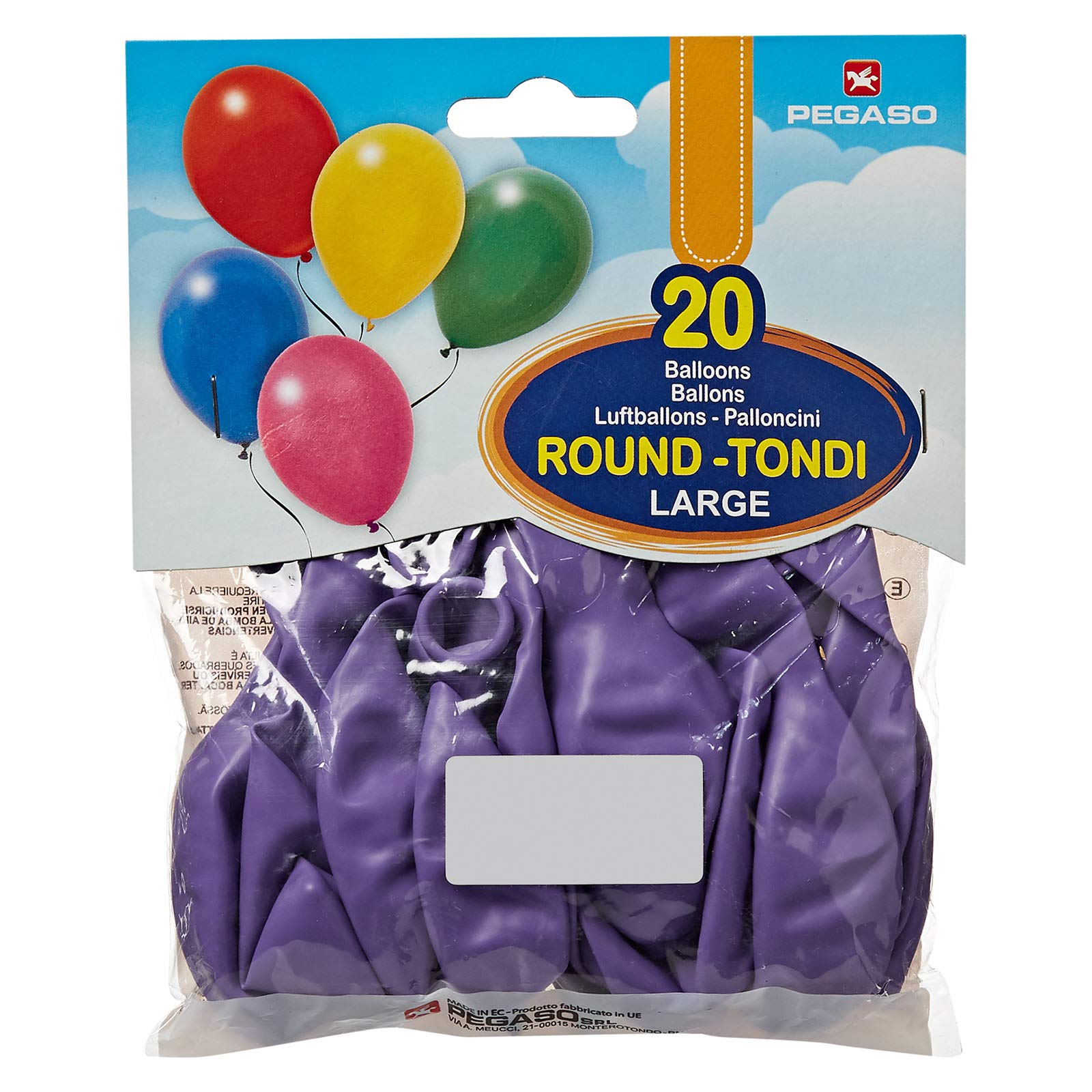 Pegaso Large Balloons - 20 Pieces, Violet