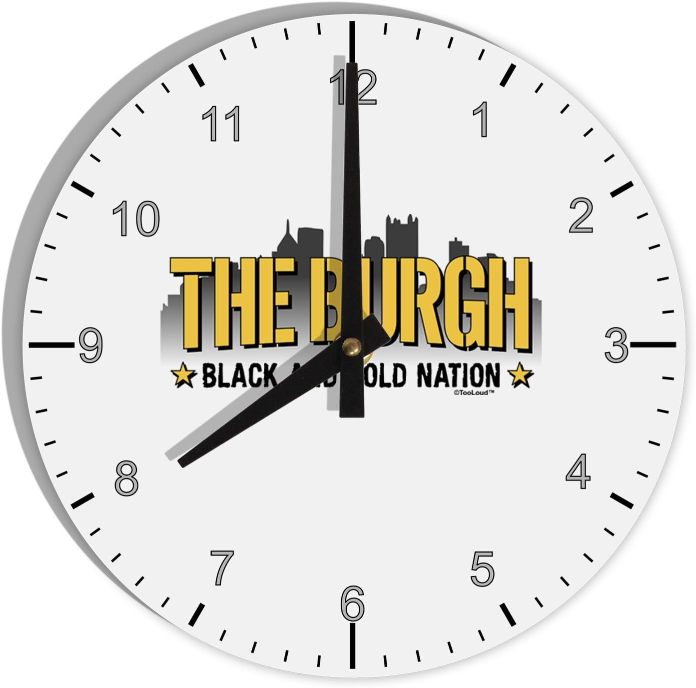 TOOLOUD The Burgh 8" Round Wall Clock with Numbers