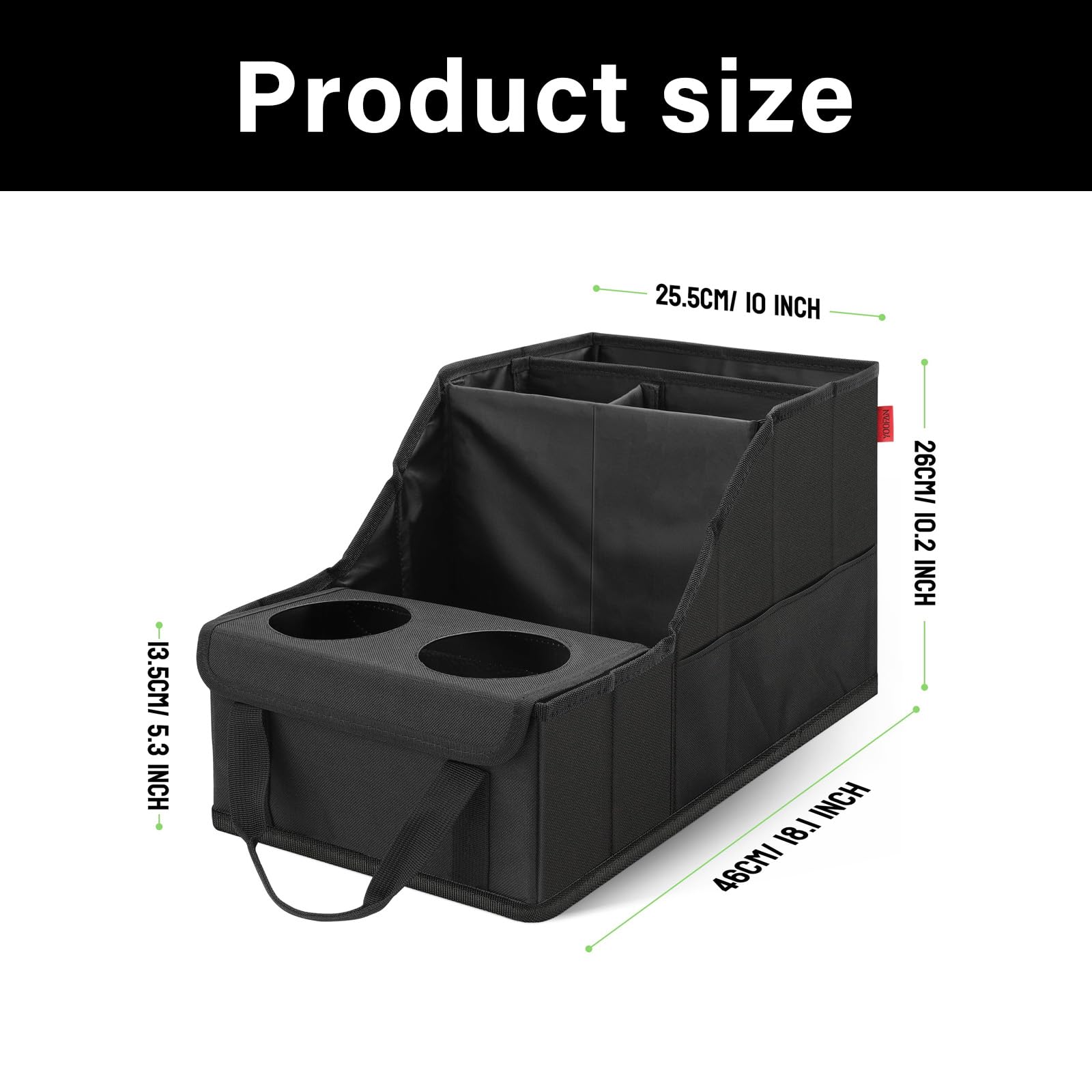 Organizzatori per auto da viaggio su strada con doppia fessura per bevande 4 sezioni di archiviazione per accessori da viaggio per la famiglia supporto di stoccaggio posteriore del sedile organizer