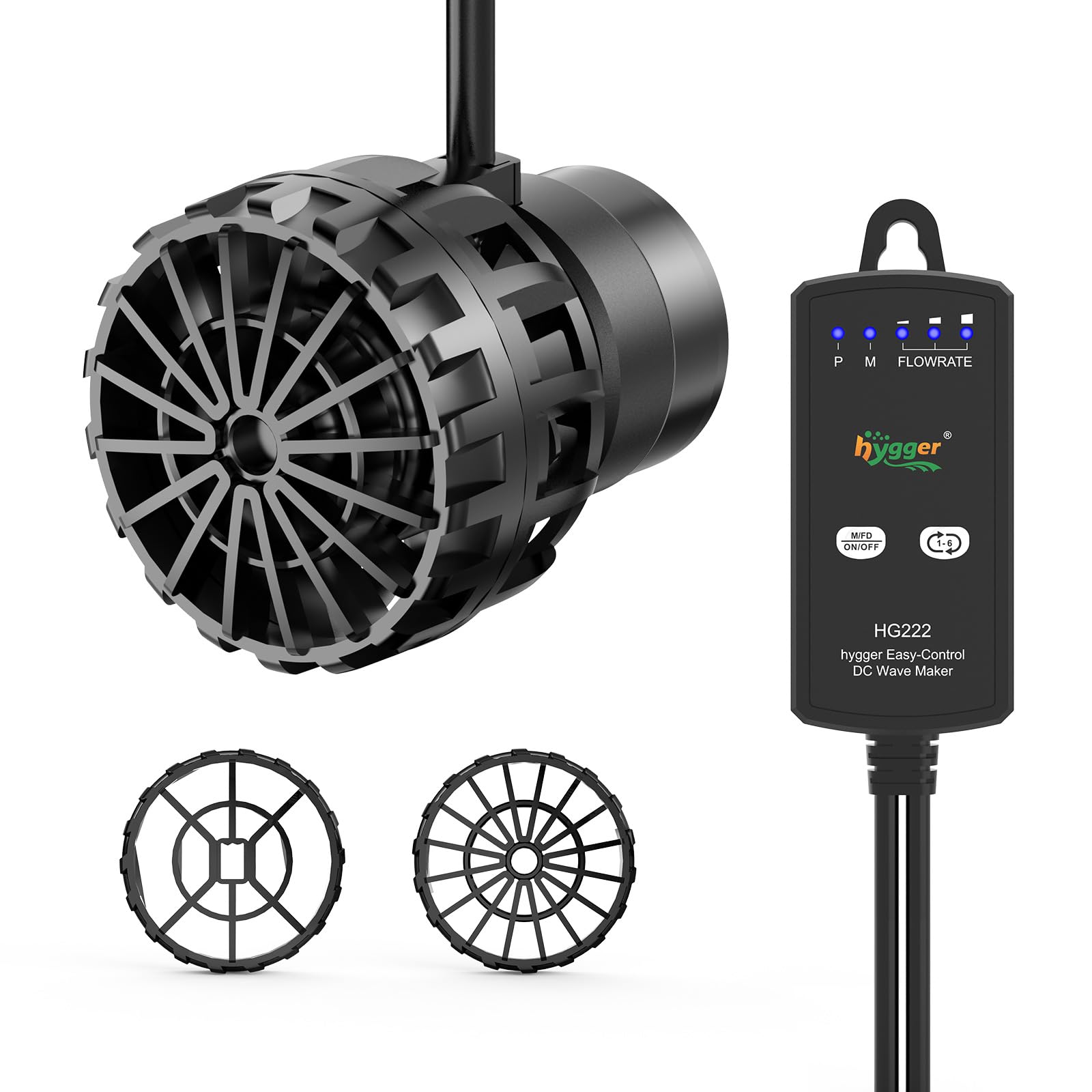 Hygger – pompa do akwarium, Mini Wavemaker 9W 2500L/h, 660GPH, magnetyczna pompa falowa, pompa cyrkulacyjna do wody morskiej, 3 tryby, 6 regulowanych prędkości, pompa obiegowa do akwarii 18-37L