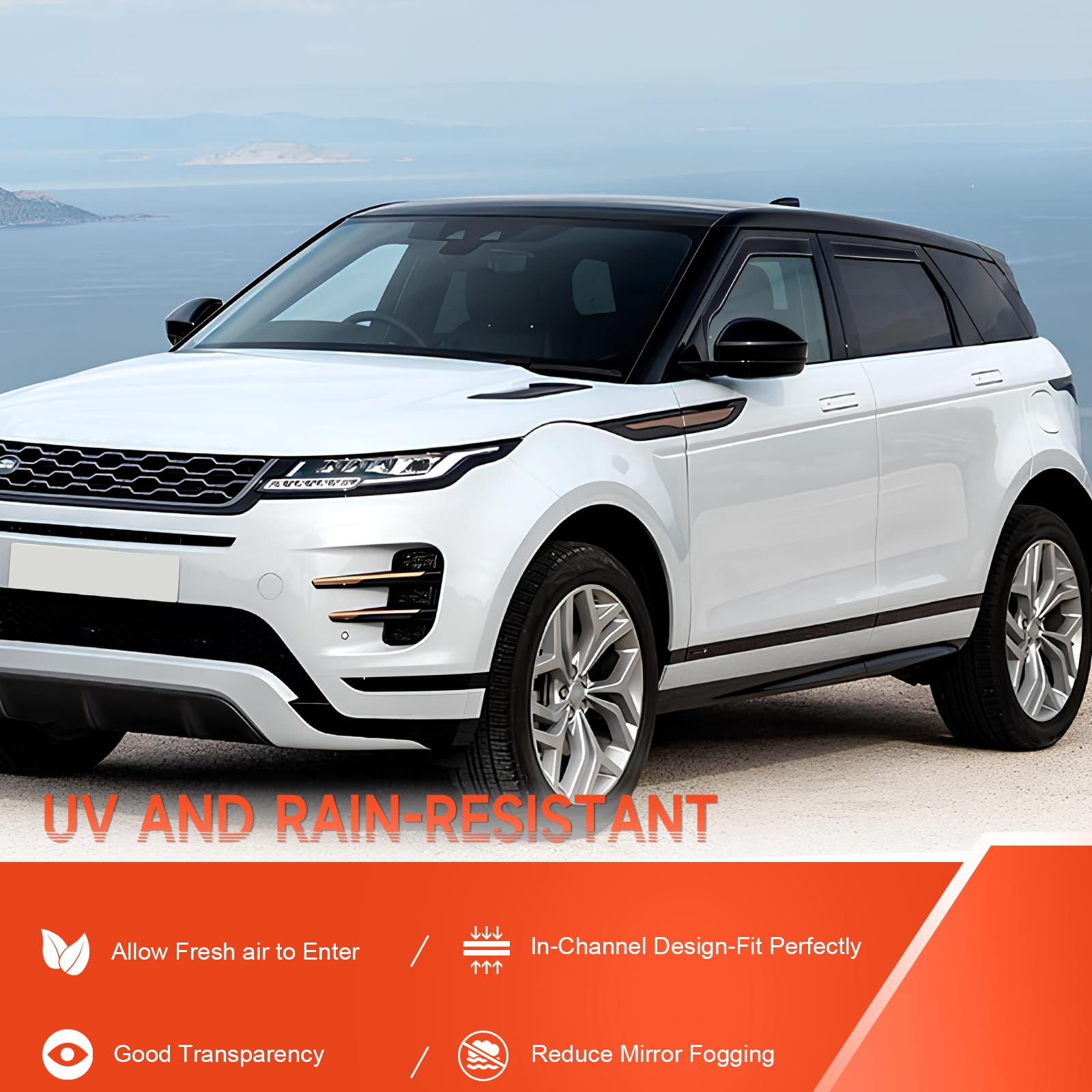 4 deflettori antivento, parapioggia per finestrini sinistro e destro, marroni, compatibili con Range Rover Evoque MK1 2011-2019 a 5 porte, SUV, parapioggia, ricambio