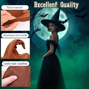 NTIERA Witch Hat, 18IN Wizard Hat Cosplay Accessories for Halloween Costume Party Christmas Masquerade Carnivals