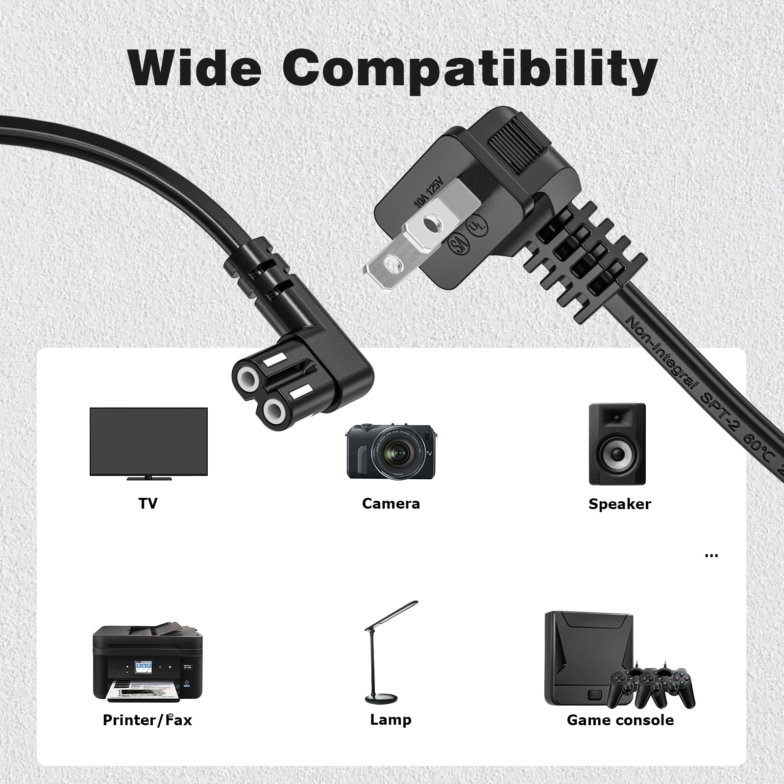 Amazon.co.jp: Ancable 直角テレビ電源ケーブル 2本パック 6フィート