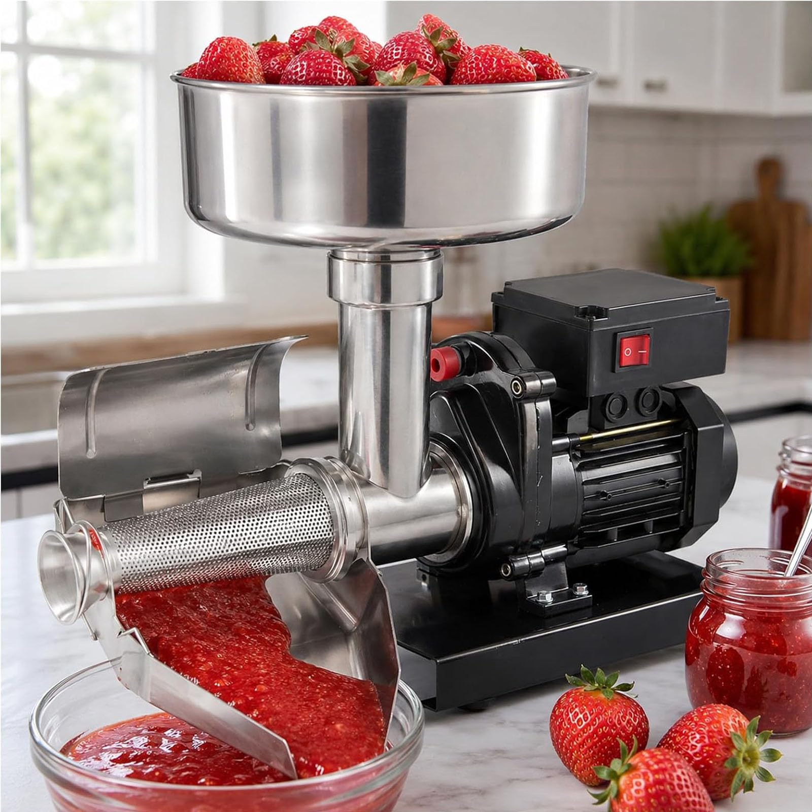 Filtre électrique de tomate, machine de fraisage de tomate Sauce Maker | Presse à tomates et machine à sauce en acier inoxydable commerciale, robuste, pour confiture de myrtille et de fraise