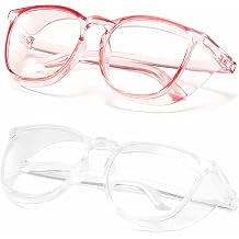 Alsenor Safety Glasses Anti Fog Goggles Protective Eyewear Blue Light Blocking Anti Dust UV Protection Glasses For Men Women 2 Pack Pink + Clear