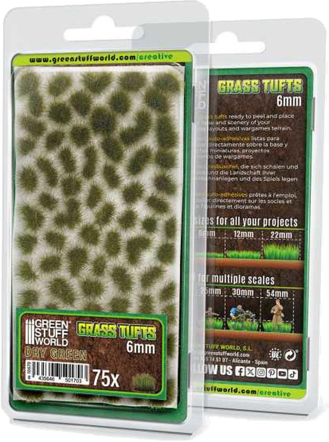 Green Stuff World Dry Green 6Mm Grass Tufts 75Pcs