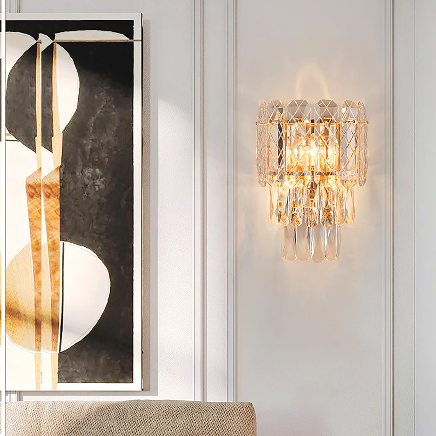 Genérico Lámpara de Pared de Cristal Tricolor con atenuación de 7 W, Moderna y Lujosa lámpara de Pared para Sala de Estar, baño, Dormitorio y Pasillo, Aplique de Pared, Accesorios de iluminación