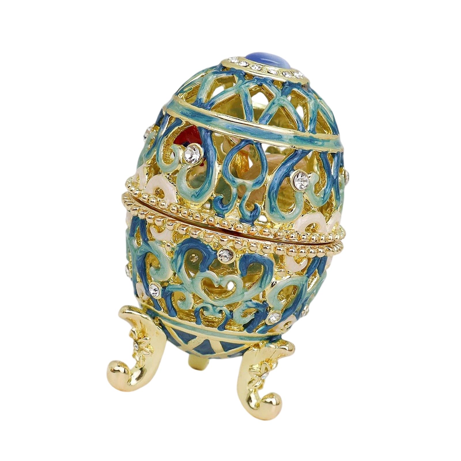 Scatola portaoggetti smaltata a forma di angelo con intaglio 3D, blu