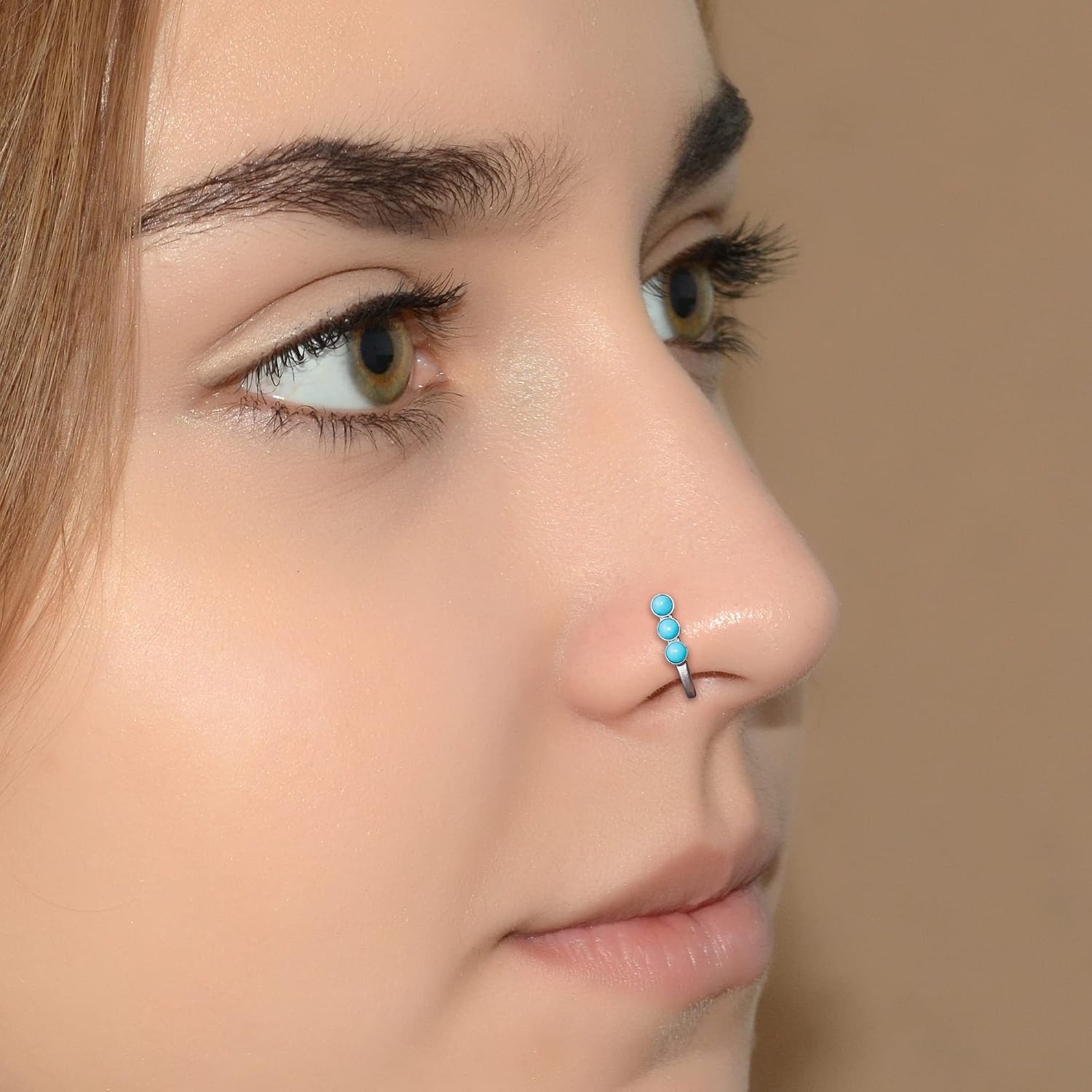 Nose Ring Stud with Turquoise - Surgical Steel Nose Ring