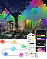 100FT Permanent Outdoor Lights 72 Led Smart RGB Outside Christmas Light for House, IP67 Waterproof Eave All Year Round Light with 150 Scene Modes & App/Remote, Warm White