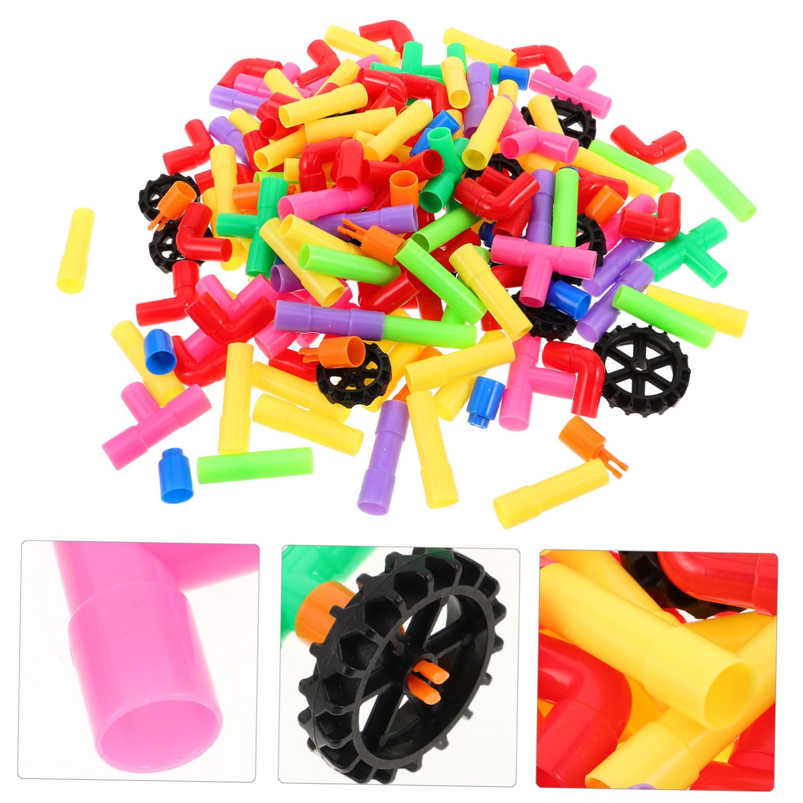BESTonZON Rohrbausteine Steckbausteine für Junge Mädchen Bauspielzeug aus Lernspielzeug mit Großen Bauteilen für Drinnen und Draußen
