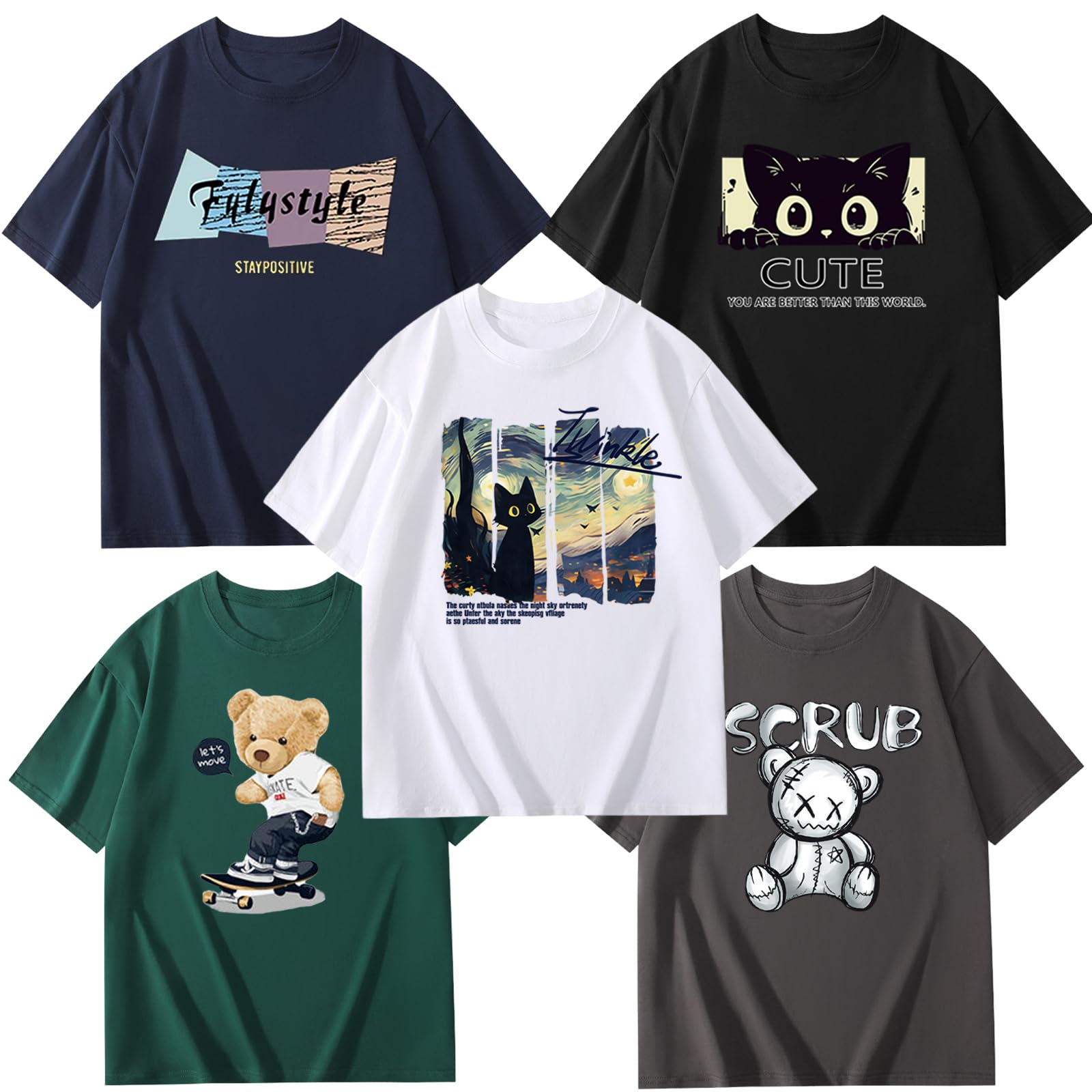 [NCFBAG] Tシャツ メンズ 半袖 5枚組 綿100% 肉厚生地 おしゃれ…