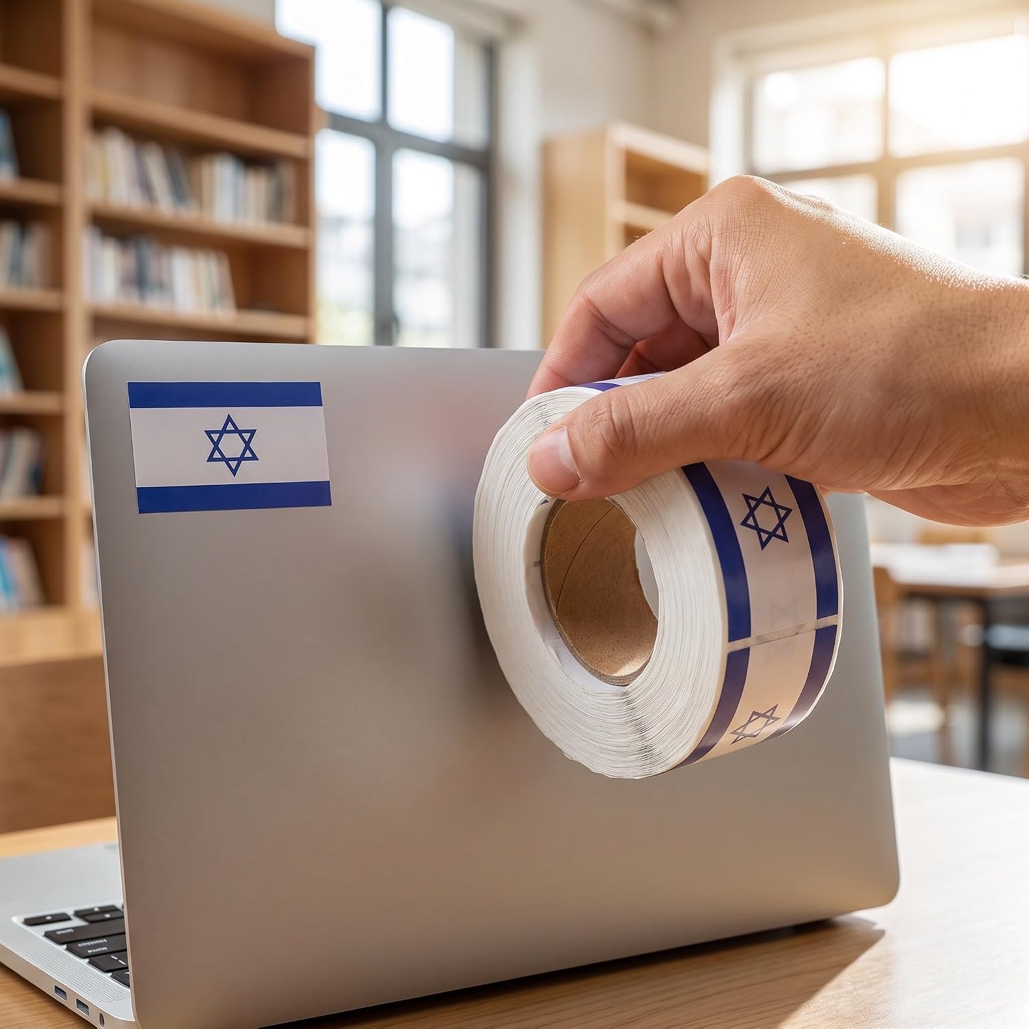 4 Rolls Israeli Flag Stickers Star of David Blue White Matte
