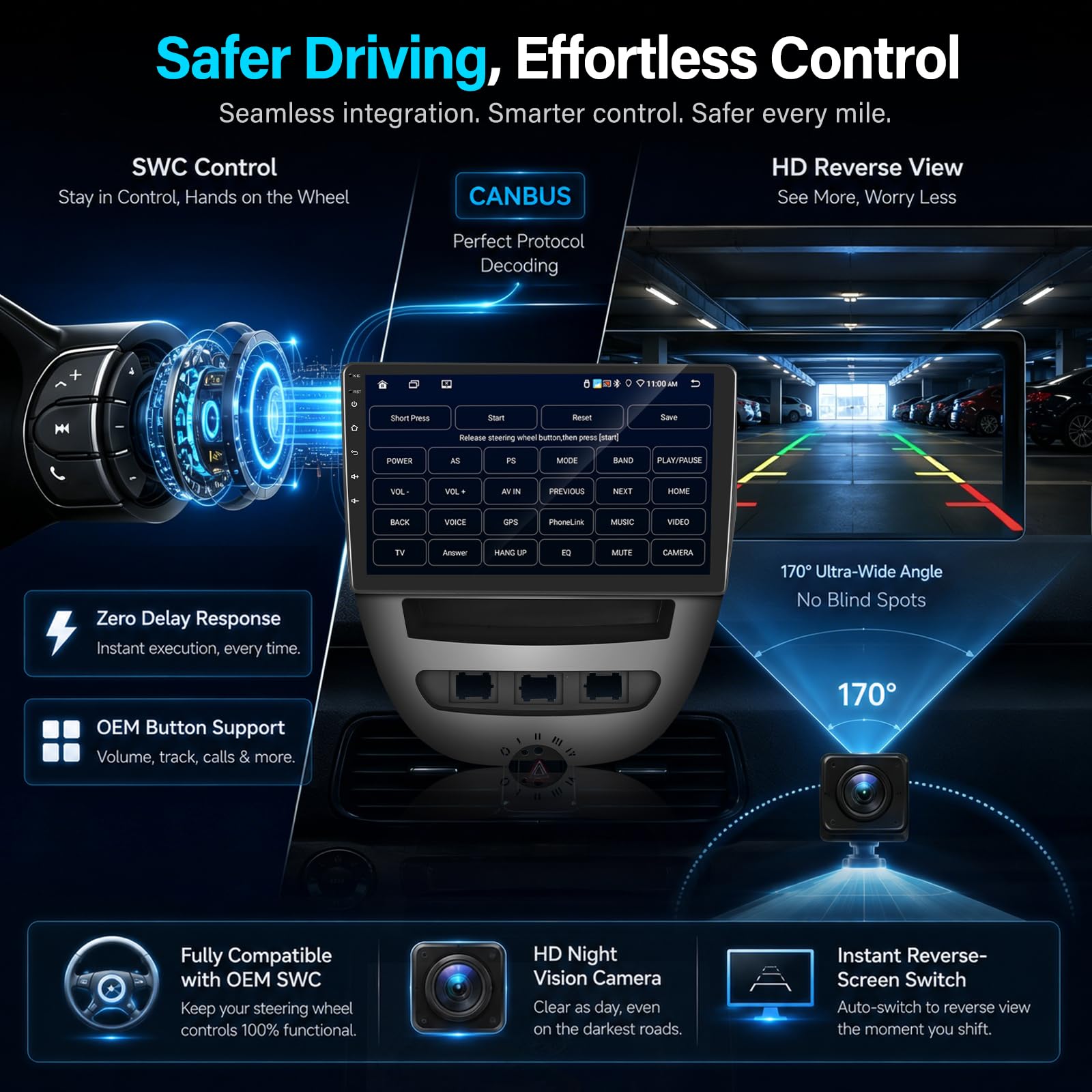 Android Stereo Auto per Toyota Aygo/Peugeot 107/Citroen C1 2005-2014, 2GB+64GB Autoradio 10,1 Pollici con Mascherina e Canbus, Supporta CarPlay Android Auto Wireless, Telecamera Retromarcia, SWC