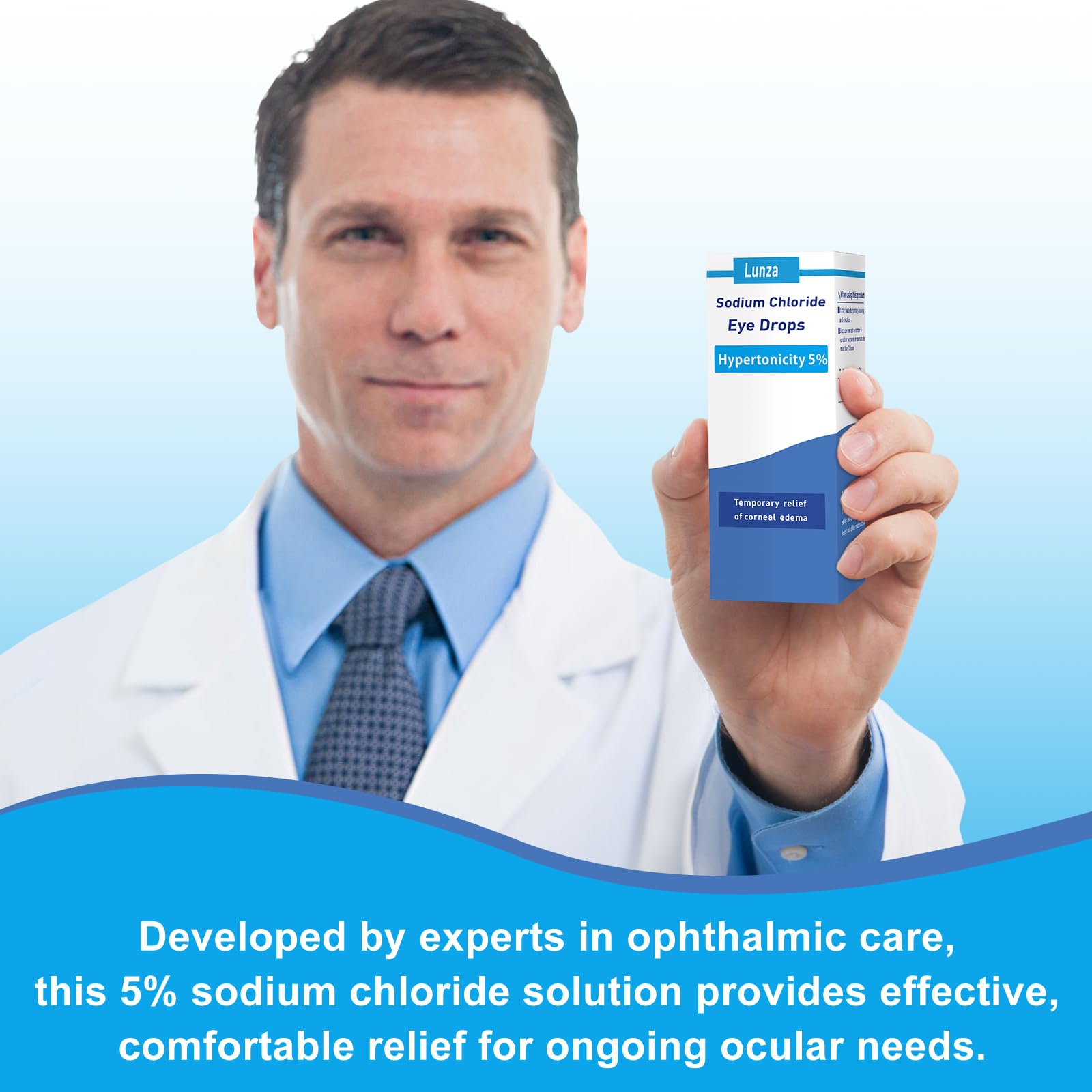 Lunza 5% Sodium Chloride Hypertonic Eye Drops - Relief for Corneal Edema & Blurry Vision, Sodium Chloride Eye Drops, Alcohol-Free, Non-Irritating, Gentle Formula – 0.67 Fl. Oz. (3-Pack) — Amazon image 3