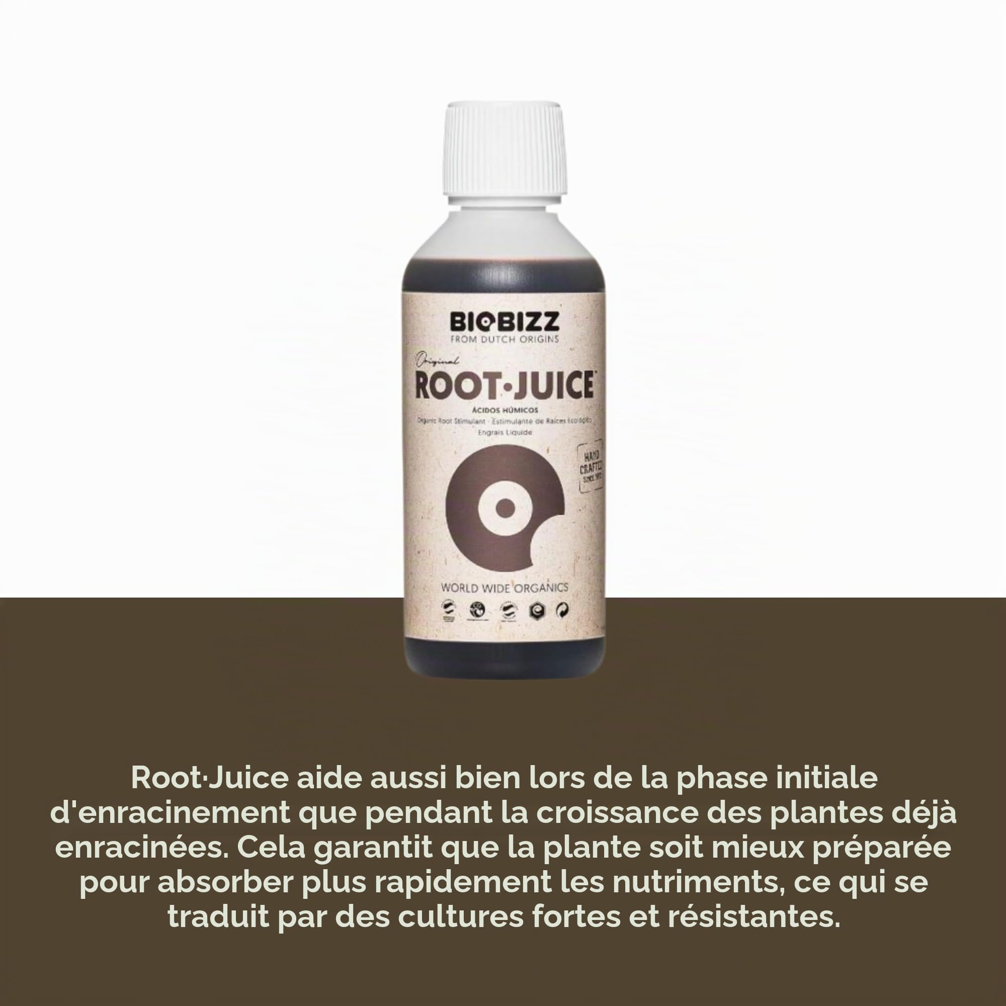 GROWMANIA Root Juice de BioBizz 500 ml + échantillon Boost Up Nutrients + Verre doseur | Biostimulateur de racines pour jardins urbains | Stimule la croissance et la santé radiculaire