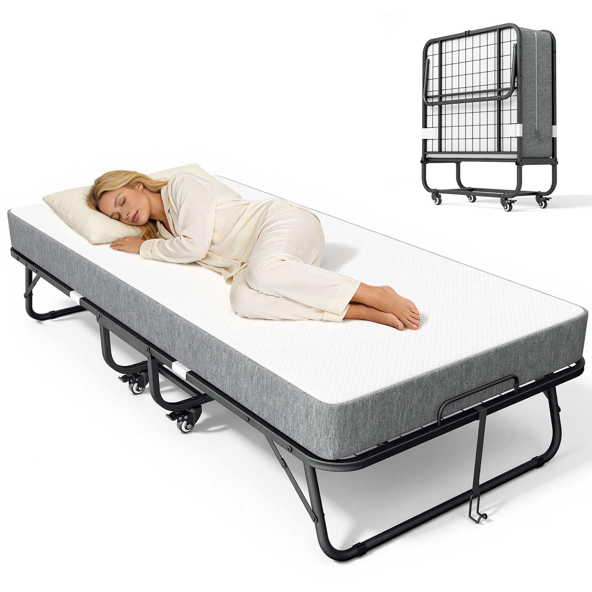 INTERGREAT Folding Bed with 5-Inch Memory Foam Mattress