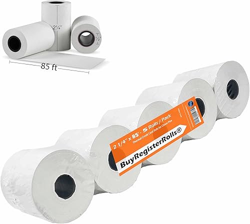 Miniatura 2 de (5 rollos) Rollos de recibos de papel térmico de 2 14 x 85 pies, POScaja registradora, se adapta a todos los terminales de tarjetas de crédito,