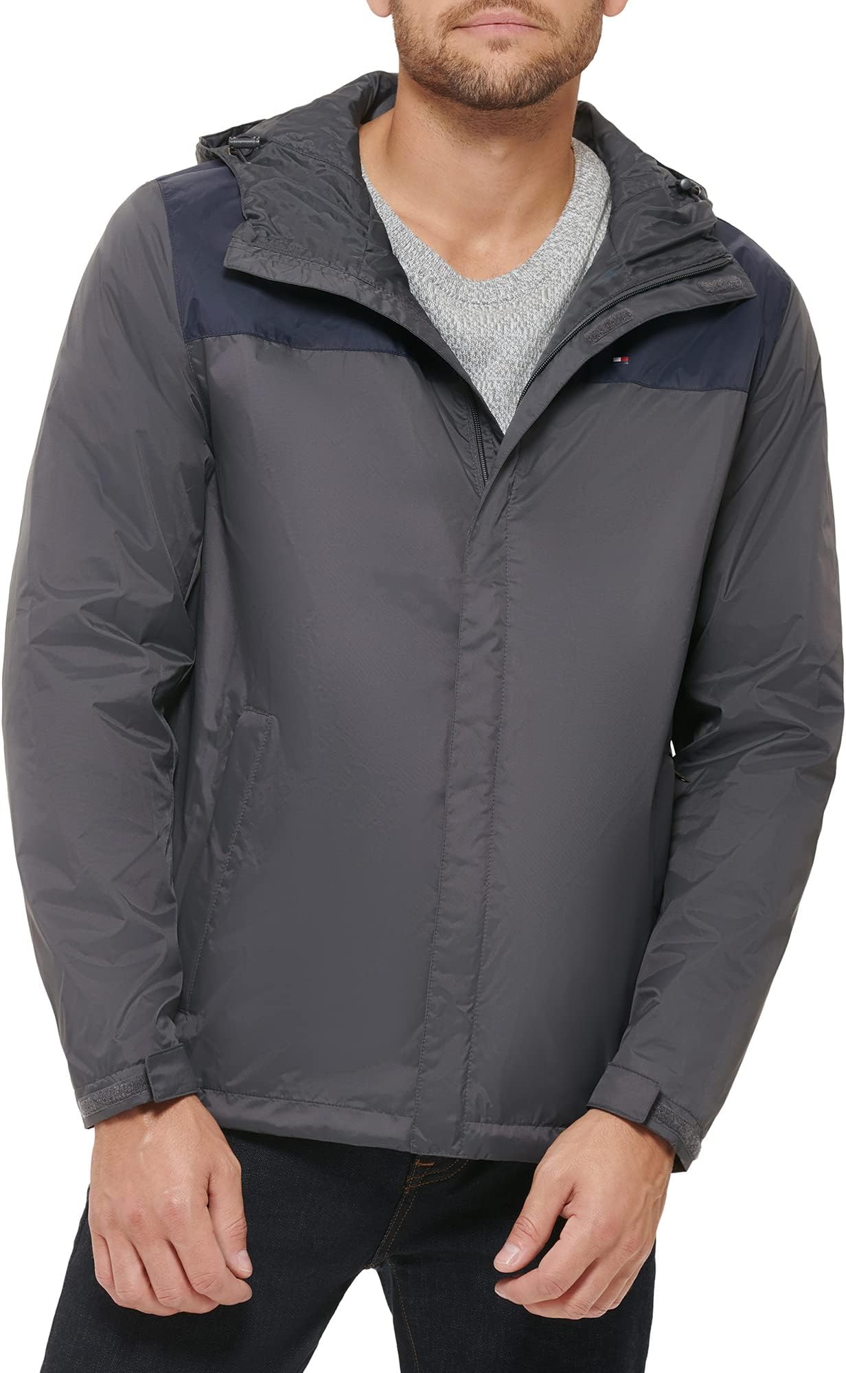 Tommy Hilfiger Men's Lightweight Breathable Waterproof Hooded Jacket
