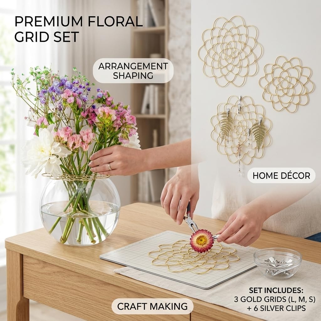 Flower Frog Vase Buddy, 4/5/6 Inch Sizes Flower Arranging Grid Holders