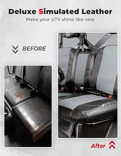 Miniatura 4 de KEMIMOTO Fundas de asiento de cuero UTV con cojín suave de bolsillo, compatible con Polaris Ranger XP 1000/Crew 2017-2021, Ranger 1000/Crew