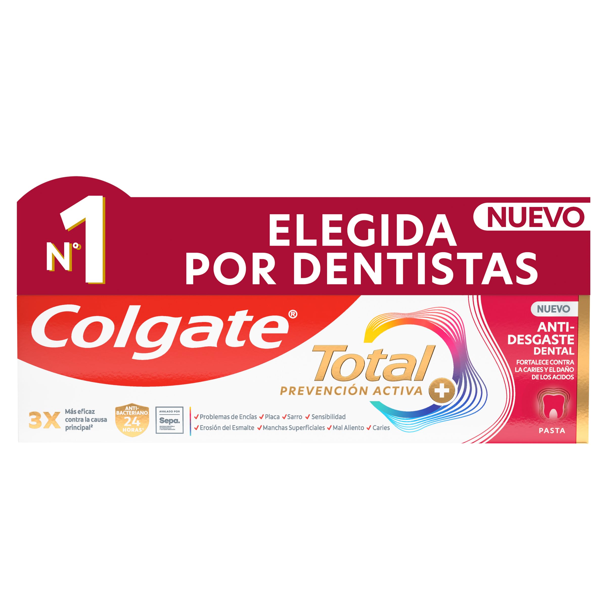 Colgate Total Prevención Activa +​Anti Desgaste Dental Pasta de dientes 75ml